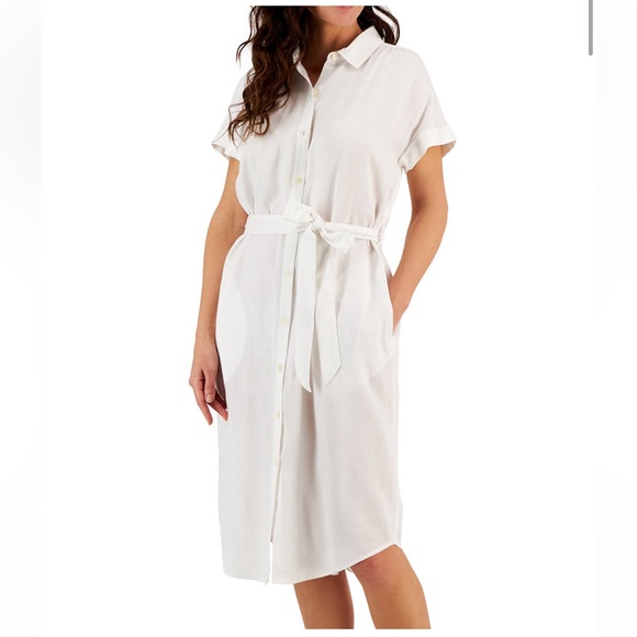 Style & Co. Dresses & Skirts - White Collared Short Sleeve Shirtdress with belt, size XL by Style & Co.